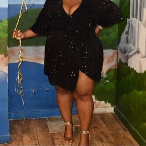 Black Boohoo sequin dress US 20
